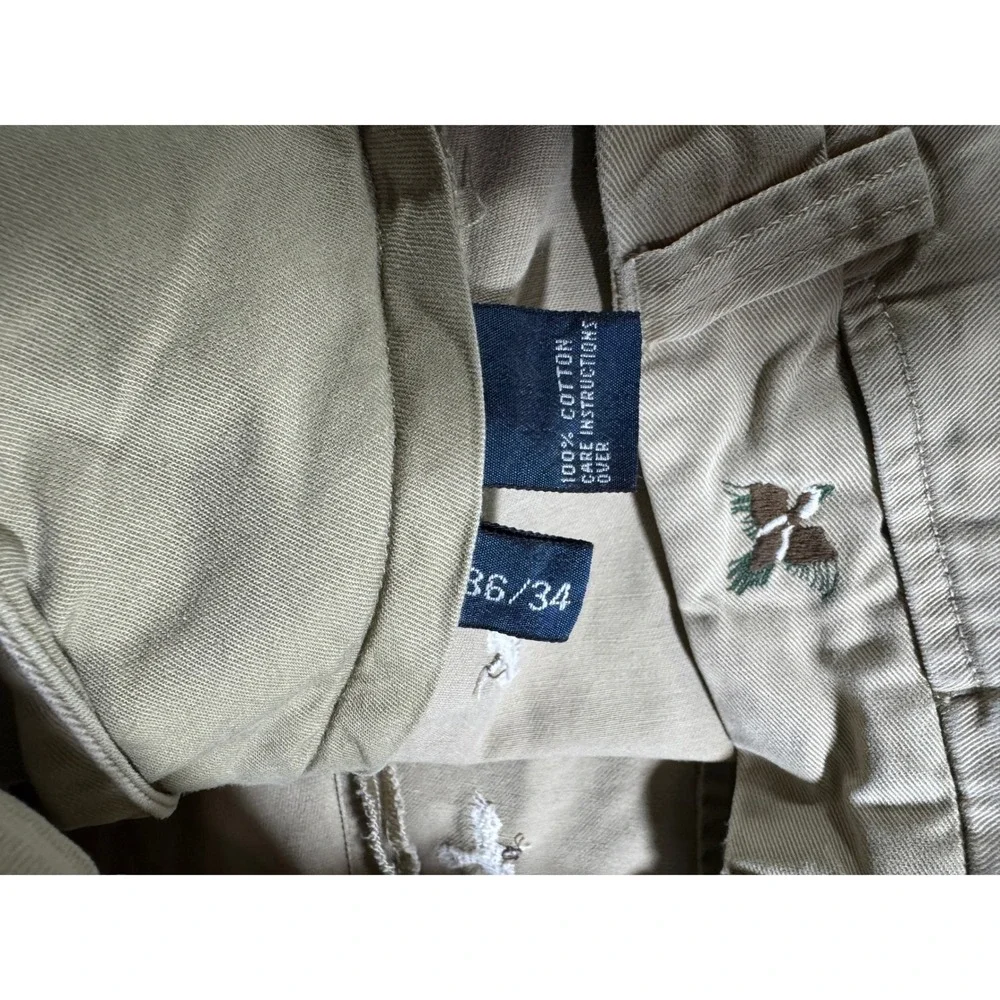 Polo Ralph Lauren Duck Mallard Bird Embroidered Mens Chino Pants Khaki 36x34